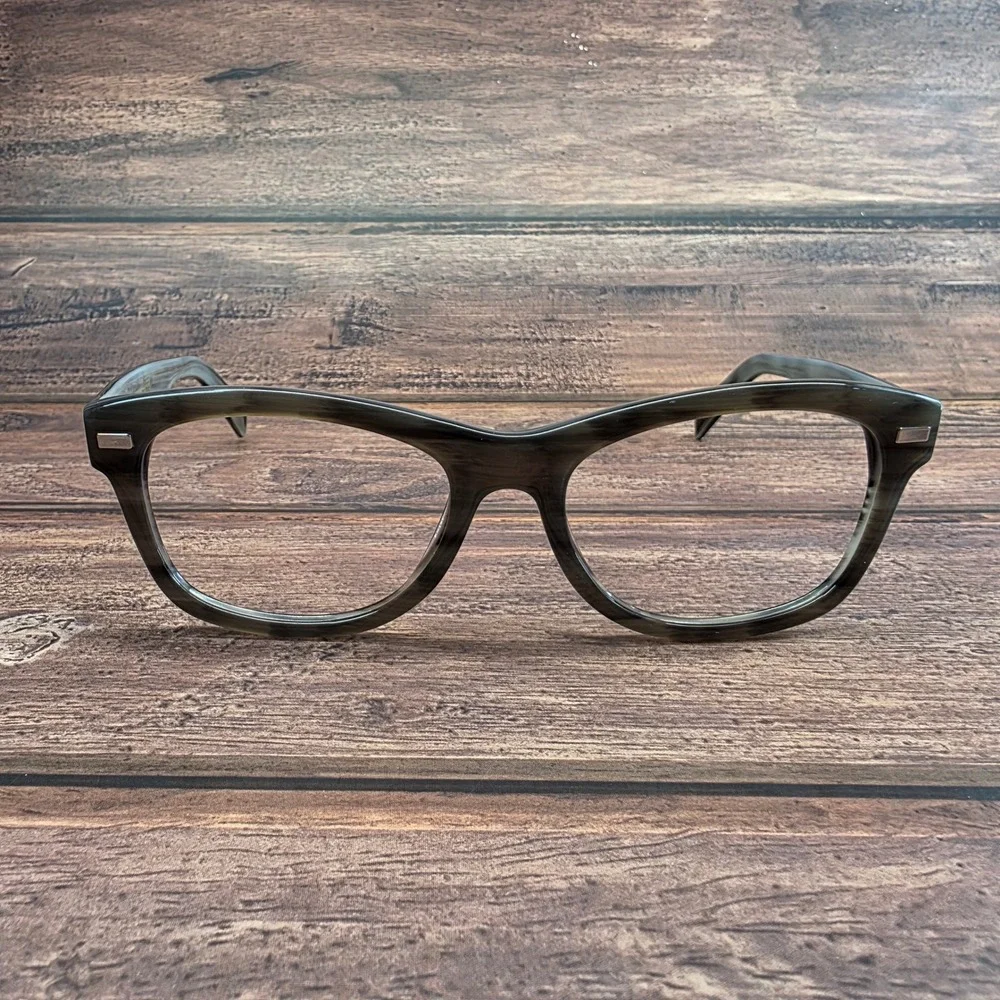 Warby Parker Thatcher 150 Eyeglasses 55-19-140 Striated Grey Olive Cat Eye
